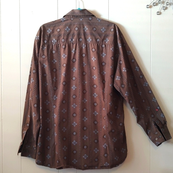 MEN'S LONG SLEEVE BROWN RETRO BUTTON UP SHIRT SIZE XL. - Picture 5 of 7